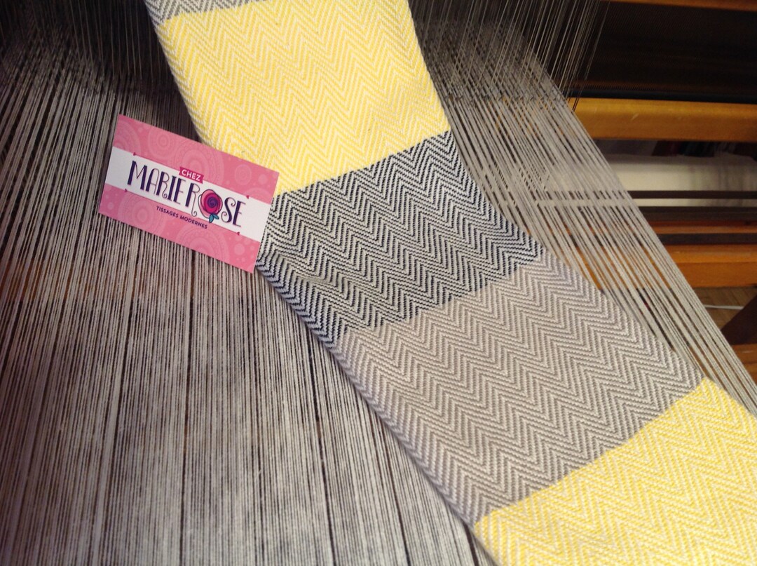 Dishcloth With Herringbone Pattern Yellow Gray Black Etsy Canada