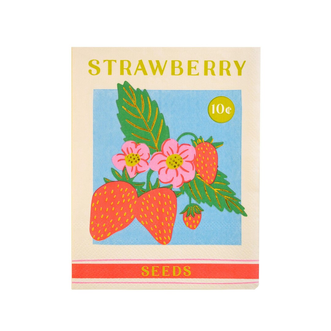 In Bloom Strawberry Seed Packet Large Napkins - Pack of 16 - Etsy