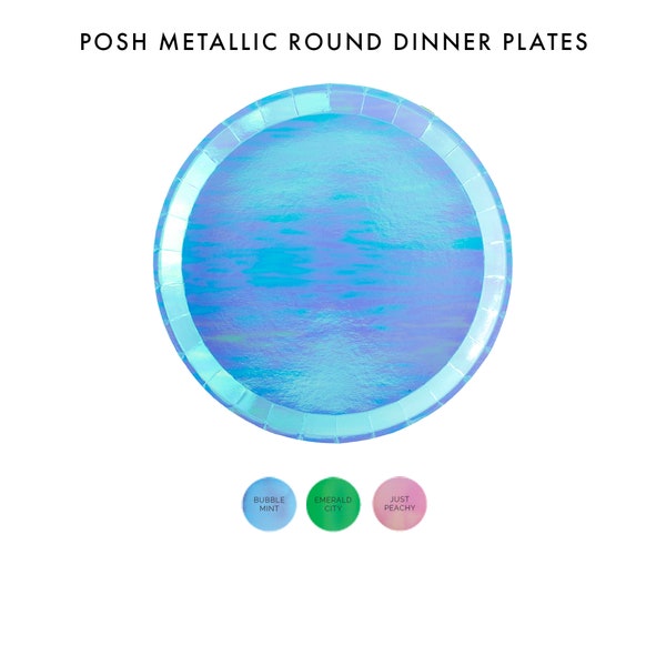 Posh Metallic Round Dinner Plates - 8 Pk. - 3 Color Options