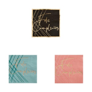 Feliz Cumpleaños Cocktail Napkins - Pack of 20 - 3 Color Options