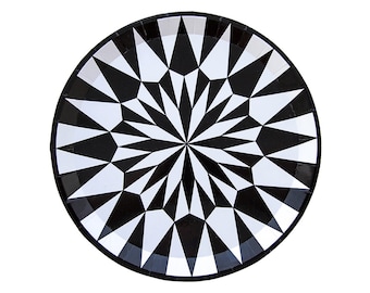 Piatti Kaleidoscope in bianco e nero - Confezione da 8 - 2 opzioni di dimensioni