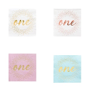 First Birthday Cocktail Napkins - Pack of 20 - 4 Color Options