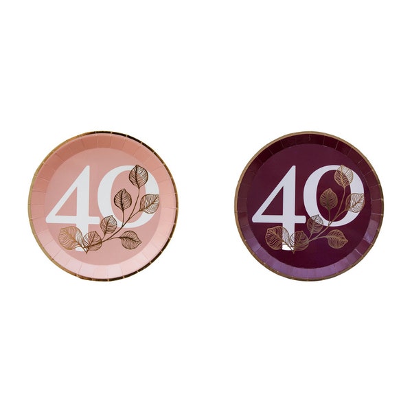 Milestone 40th Dessert Plates - 8 Pk. - 2 Color Options