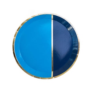 Blue and Gold Dessert Plates - Pack of 8