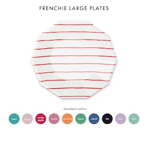 Frenchie Striped Large Plates - Pack of 8 - 10 Color Options
