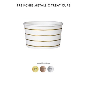 Frenchie Striped Metallic Treat Cups - Pack of 8 - 3 Color Options