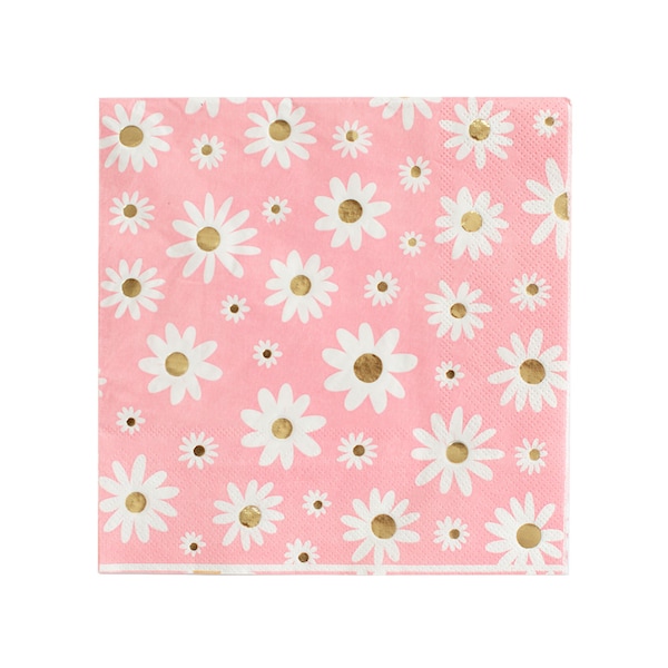 Grandes serviettes de table Peace & Love marguerites - Pqt de 16