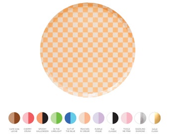 Checkered Dinner Plates - Pack of 8 - 11 Color Options