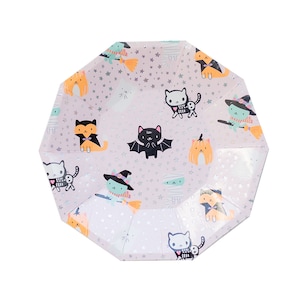 Petites assiettes chat d'Halloween - Lot de 8