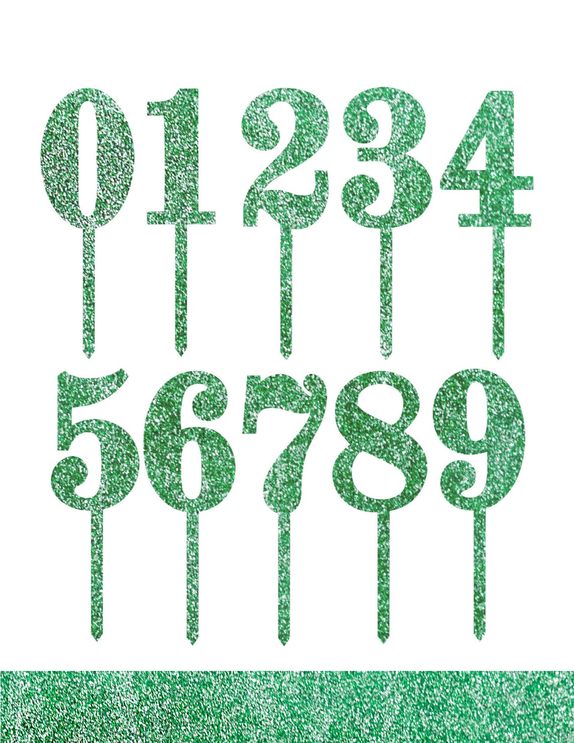 Acrylic Cake Topper Numbers Green Glitter 1 Pk. | Etsy