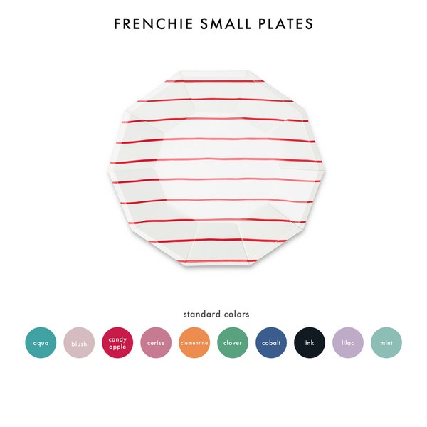 Frenchie Striped Small Plates - 8 Pk. - 10 Color Options