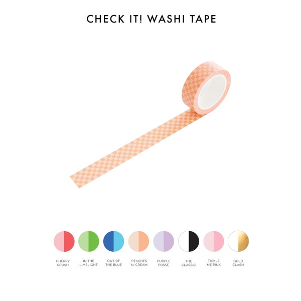 Check It! Washi Tape - 1 Roll -  8 Color Options