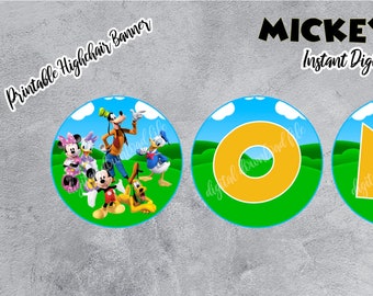 Mickey Mouse 1st Birthday Highchair Banner (Digital Download)