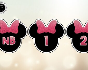Glitter Minnie Mouse fotobanner 1e verjaardag (digitale download)