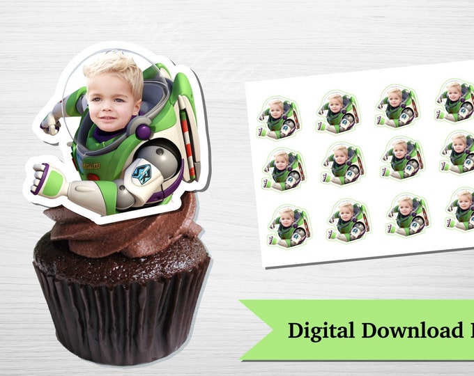 Customized Photo BUZZ LIGHTYEAR Cupcake Toppers, Toy Story Cupcake ...