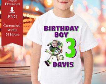 Kundenspezifisches Foto Buzz Lightjahre Geburtstag Shirt Aufbügler (Digitale Datei)