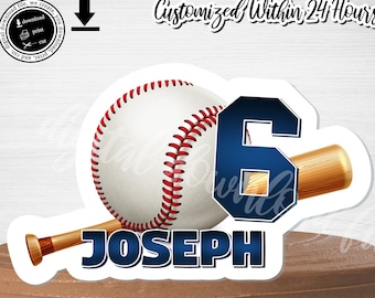 Personalized Baseball Birthday Cake Topper (Digital Download)