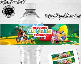 Clubhouse Water Bottle Labels: Birthday Party Decor (Digital File)