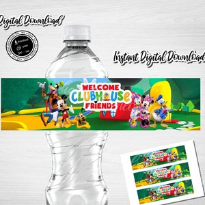 Clubhouse Water Bottle Labels: Birthday Party Decor (Digital File)