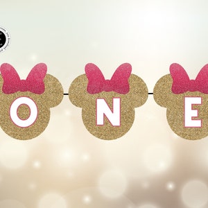 Gold Glitter Mouse First Birthday Banner (Digital Download)