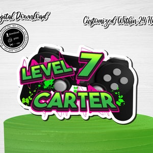 Printable GAMER Cake Topper, Customized Gamer Cake Topper, Video Game Birthday Cake, Digital Download, You Print