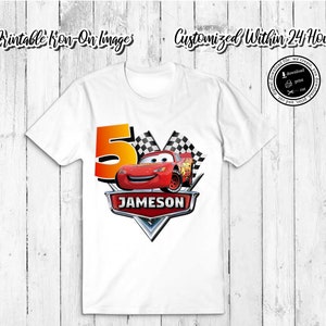 Lightning McQueen Birthday Iron On Image: Customized Car Shirt (Digital Download)