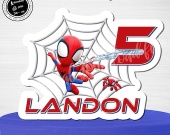 Personalized Spidey Birthday Cake Topper (Digital Download)