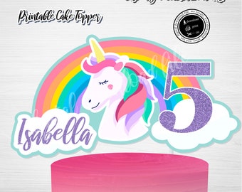 photo Happy Birthday Unicorn Cake Topper Printable etsy