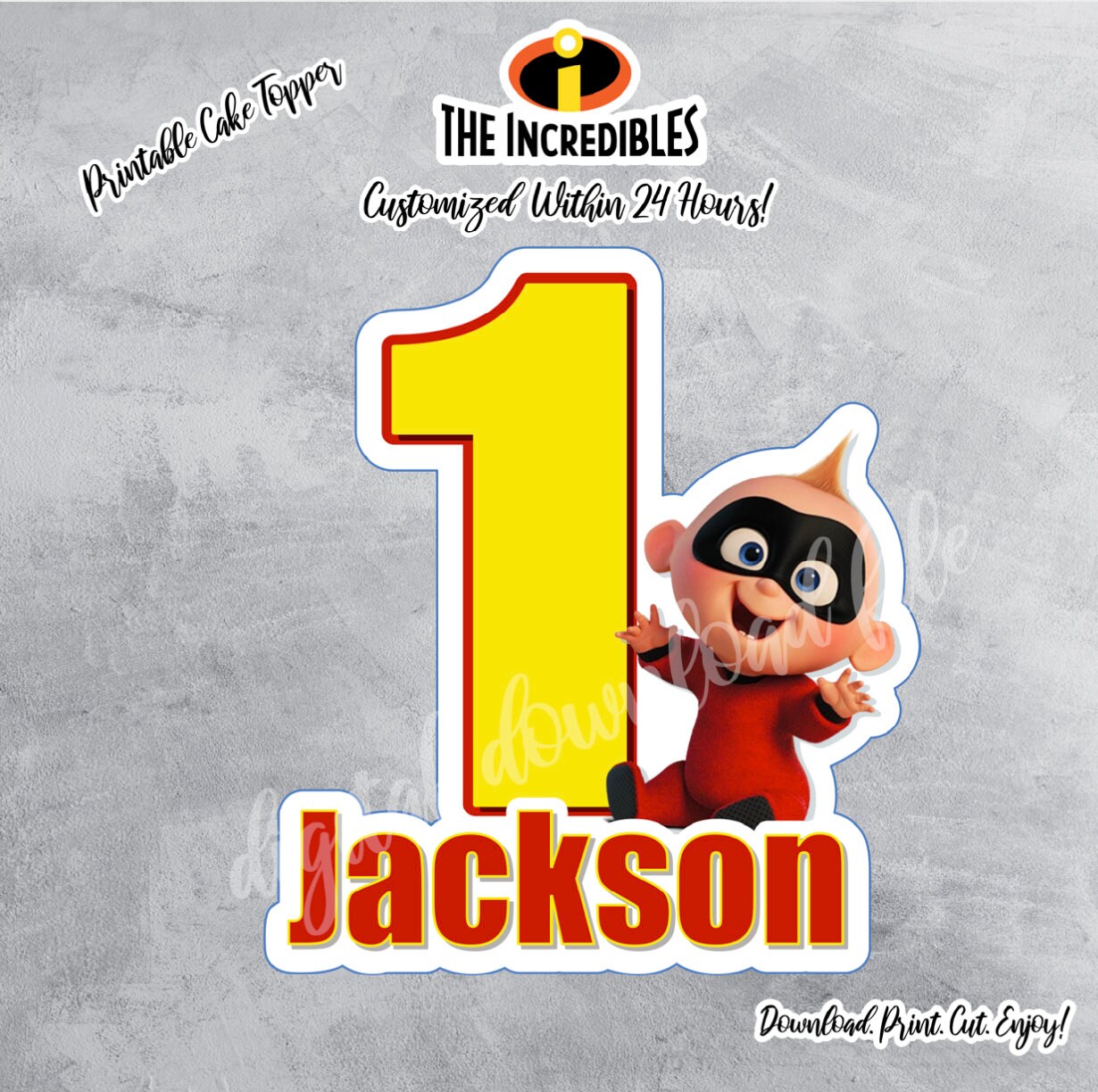 The Incredibles Jack 2-7.5" Personnalisé Rond comestible glaçage cake topper 8