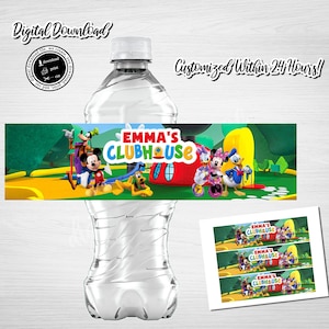 Custom Mickey Mouse Clubhouse Water Bottle Labels (Digital Download)