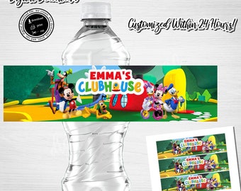 Custom Mickey Mouse Clubhouse Water Bottle Labels (Digital Download)