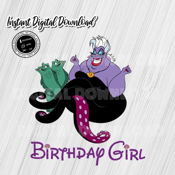 Instant Download Ursula Iron On Image, Printable Sea Witch, Ursula Birthday Girl Shirt, Little Mermaid Instant Download, Digital File Only