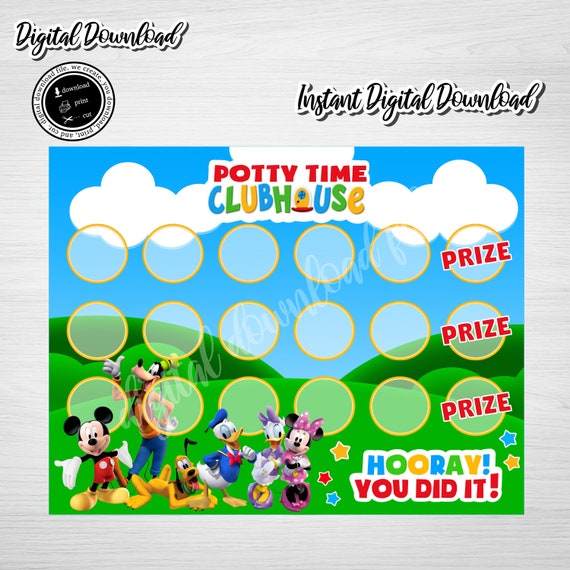 Mickey Mouse Potty Training Chart: Clubhouse Theme (Digital Download 8x10 JPEG File)