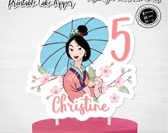 MULAN Cake Topper, Mulan Cake Topper, Mulan Birthday Sign, Digital Download Mulan, Mulan Birthday, Mulan Cherry Blossom Topper