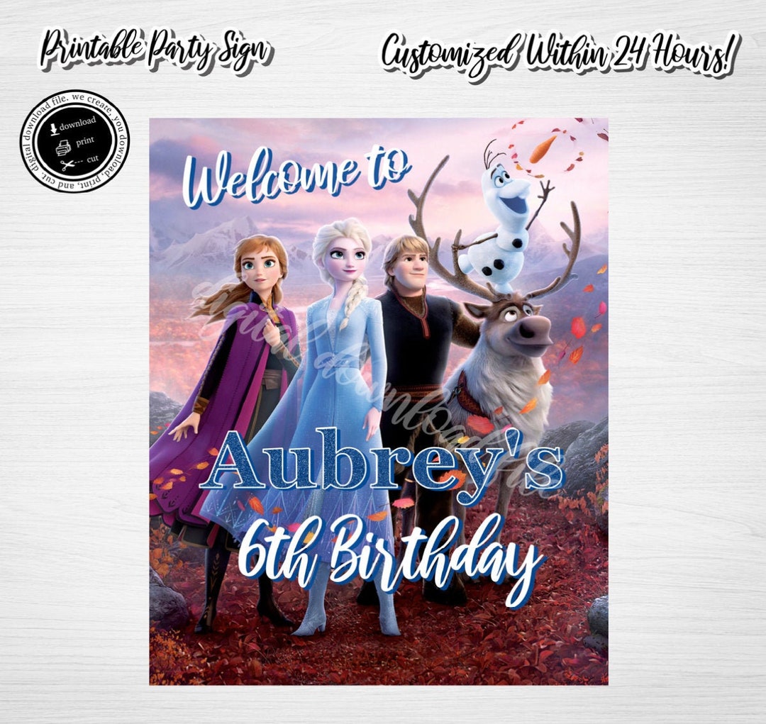 PRINTABLE FROZEN Party Sign, Frozen Birthday Sign, Frozen Decor, Frozen ...