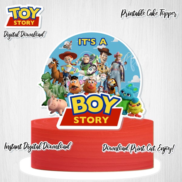 Toy Story It's a BOY STORY Cake Topper,Toy Story Cake Topper,Toy Story 4 Cake Topper,Toy Story Baby Shower Decorations,Toy Story 4