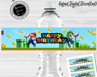 INSTANT DOWNLOAD, Digital File Birthday Party Water Labels, DIY Labels Party Decor, Happy Birthday Labels