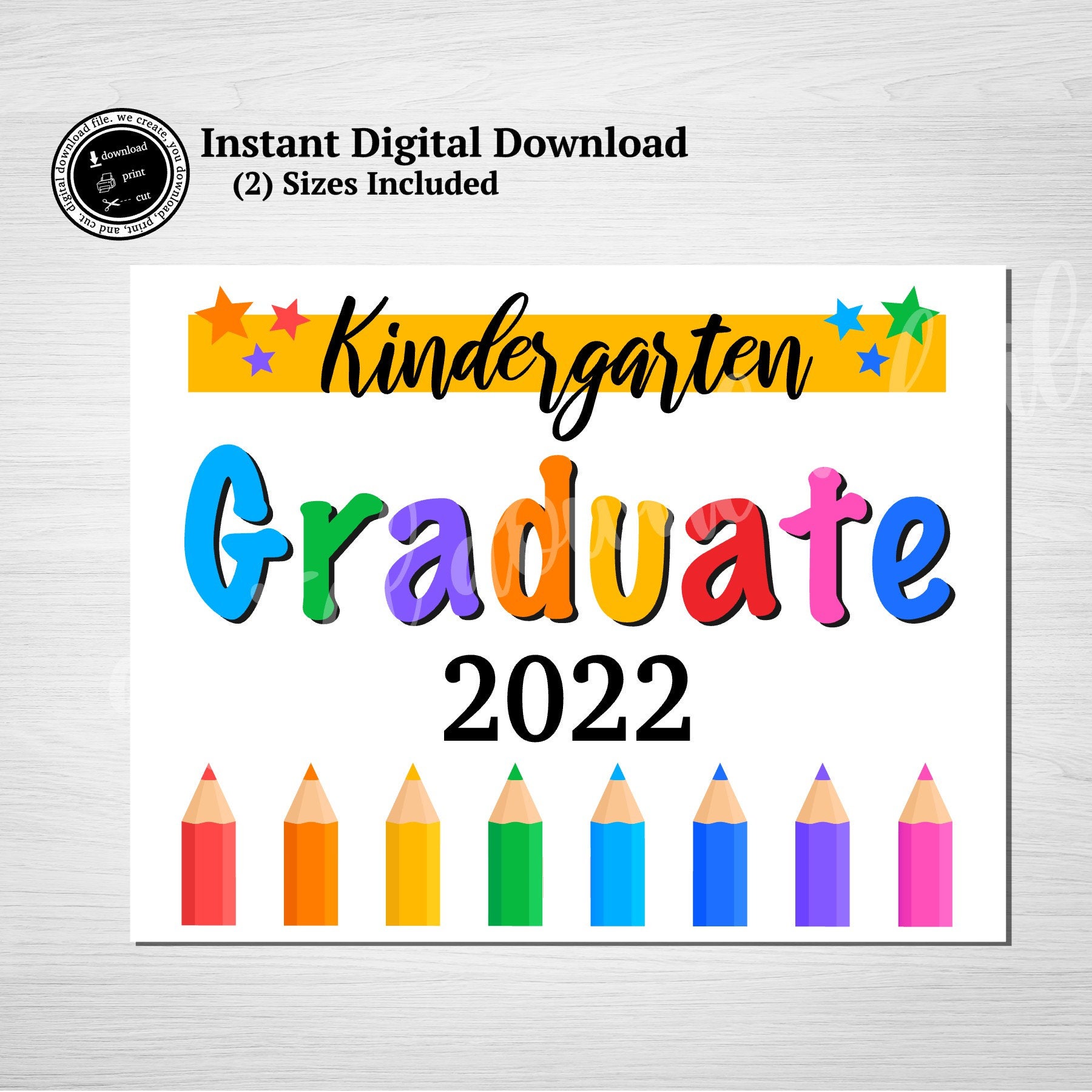 kindergarten graduation sign printable kindergarten etsy