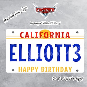CARS Inspired License Plate Customized, Cars Party, Custom Birthday License Plate Sign, Digital Download