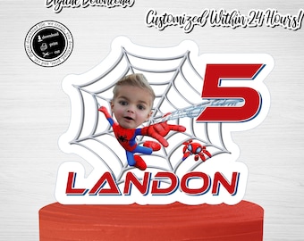 Personalized Photo Spider-Man Cake Topper: Birthday Party Decor (Digital Download)