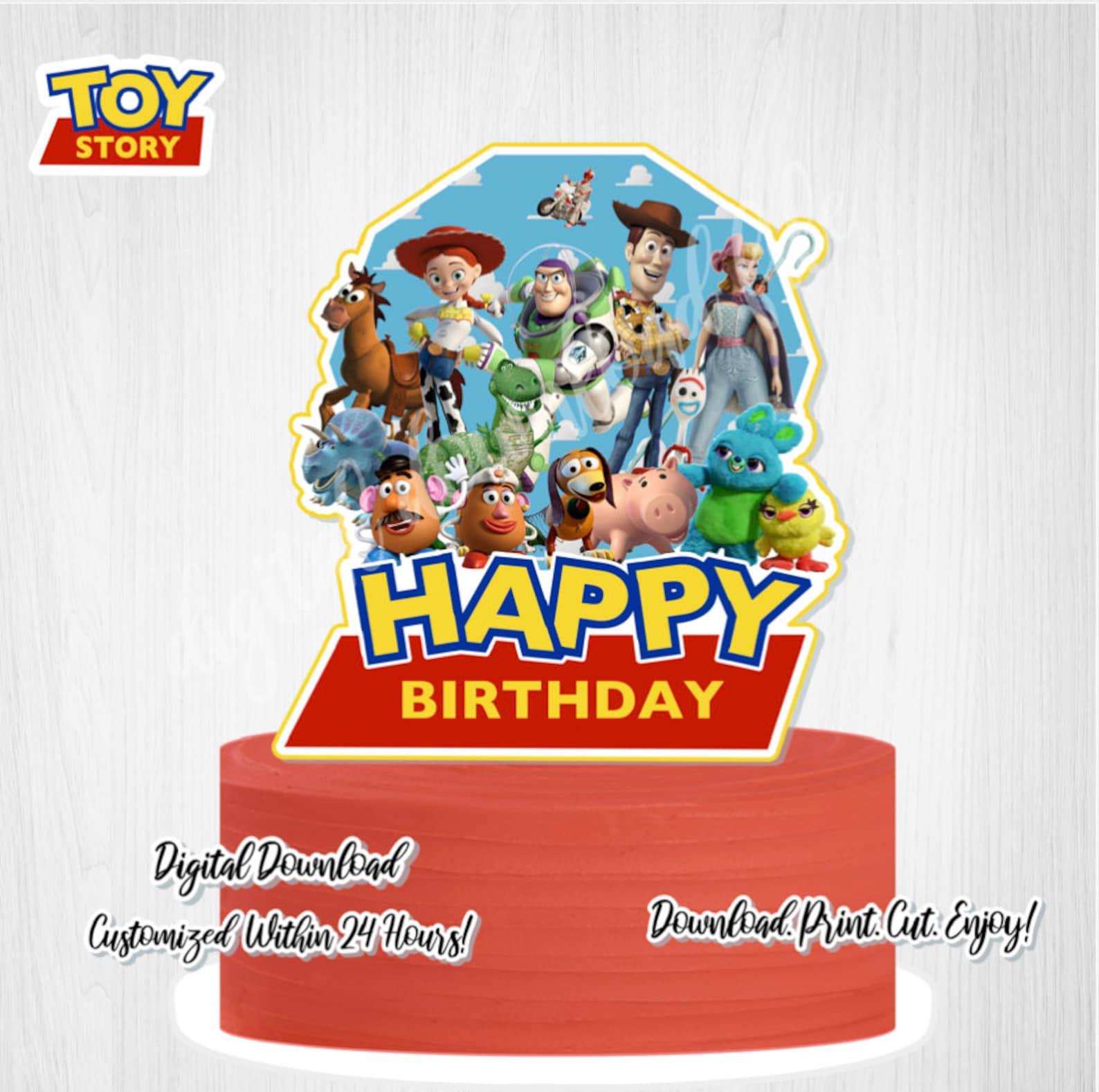 TOY STORY Cake Topper Toy Story Printable Cake Topper Toy Etsy