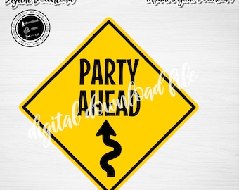 Party Ahead Sign: Cars Birthday Theme (Digital Download)