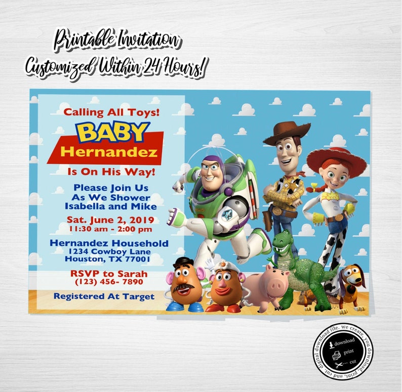 TOY STORY Baby Shower Invitation, Digital Download, Toy Story Baby Shower, Toy Story Baby, Toy Story Themed Baby Shower image 1