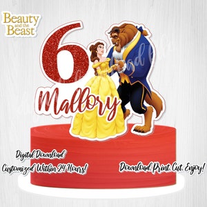 Custom Beauty and the Beast Cake Topper: Princess Belle Birthday (Digital Download)