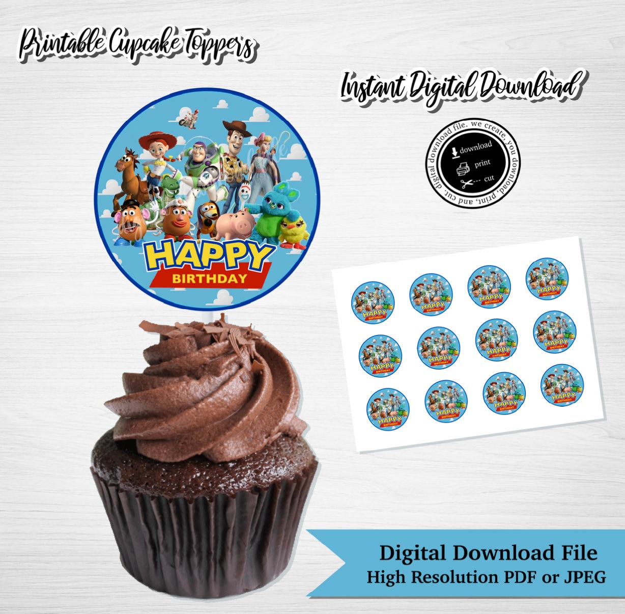 TOY STORY Cupcake Toppers Toy Story 4 Cupcake Toppers Toy Etsy México