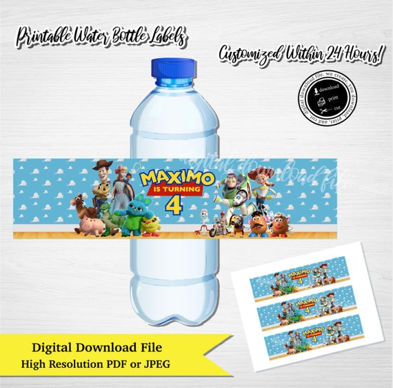 TOY STORY 4 Water Bottle Label, Custom Toy Story Water Label, Toy Story  Water, Toy Story 4, Printable Label, Toy Story Party 