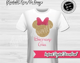 Roze Minnie Mouse opstrijkafbeelding: DIY-verjaardagsshirt (digitaal png-, SVG-bestand