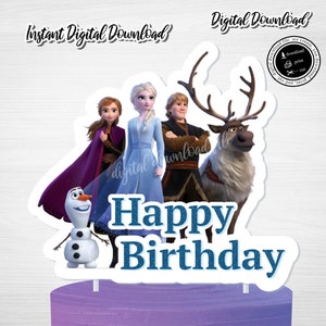 Decorazione per torta di compleanno Frozen 2: Elsa e Nokk (download digitale)