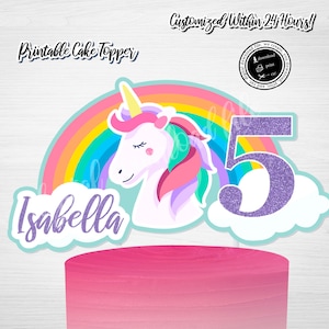 Custom Unicorn Birthday Cake Topper: Printable Party Sign (Digital Download)