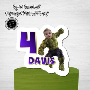 Custom Photo Hulk Cake Topper: Personalized Birthday Party (Digital Download)